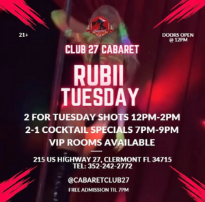 rubii tuesday at club 27 cabaret